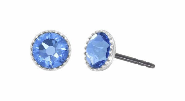 Konplott - Black Jack - blue, light sapphire, shiny silver, earring stud-flat