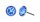 Konplott - Black Jack - blue, recreated ice blue, shiny silver, earring stud-flat
