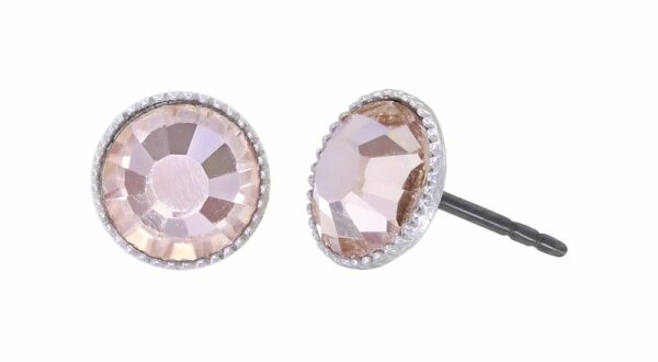 Konplott - Black Jack - beige, gold quartz, shiny silver, earring stud-flat