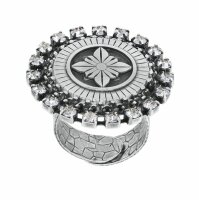 Konplott - Medallion Glam - Weiß, Antiksilber, Ring